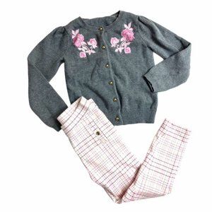 Janie & Jack Sweater & Pants Set, Pink & Grey, 6